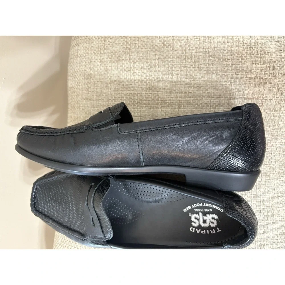 SAS Womens Penny Loafers Size 8 N Black Leather Comfort Slip On Casual‎ Shoes